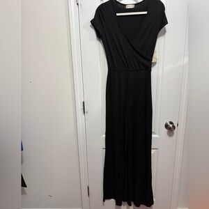 Altar’d State Jumpsuit Women’s S Black‎ Soft Ribbed Wrap Top Wide Leg Boho NWT